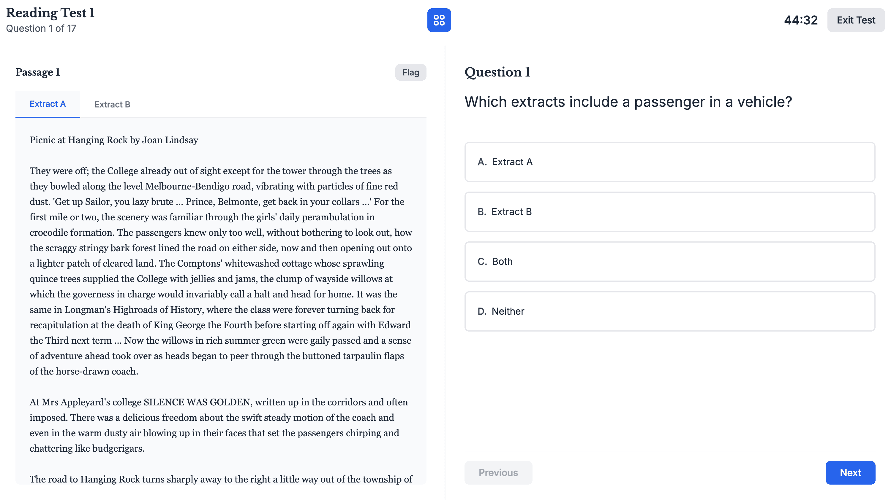 Selective test question preview on desktop