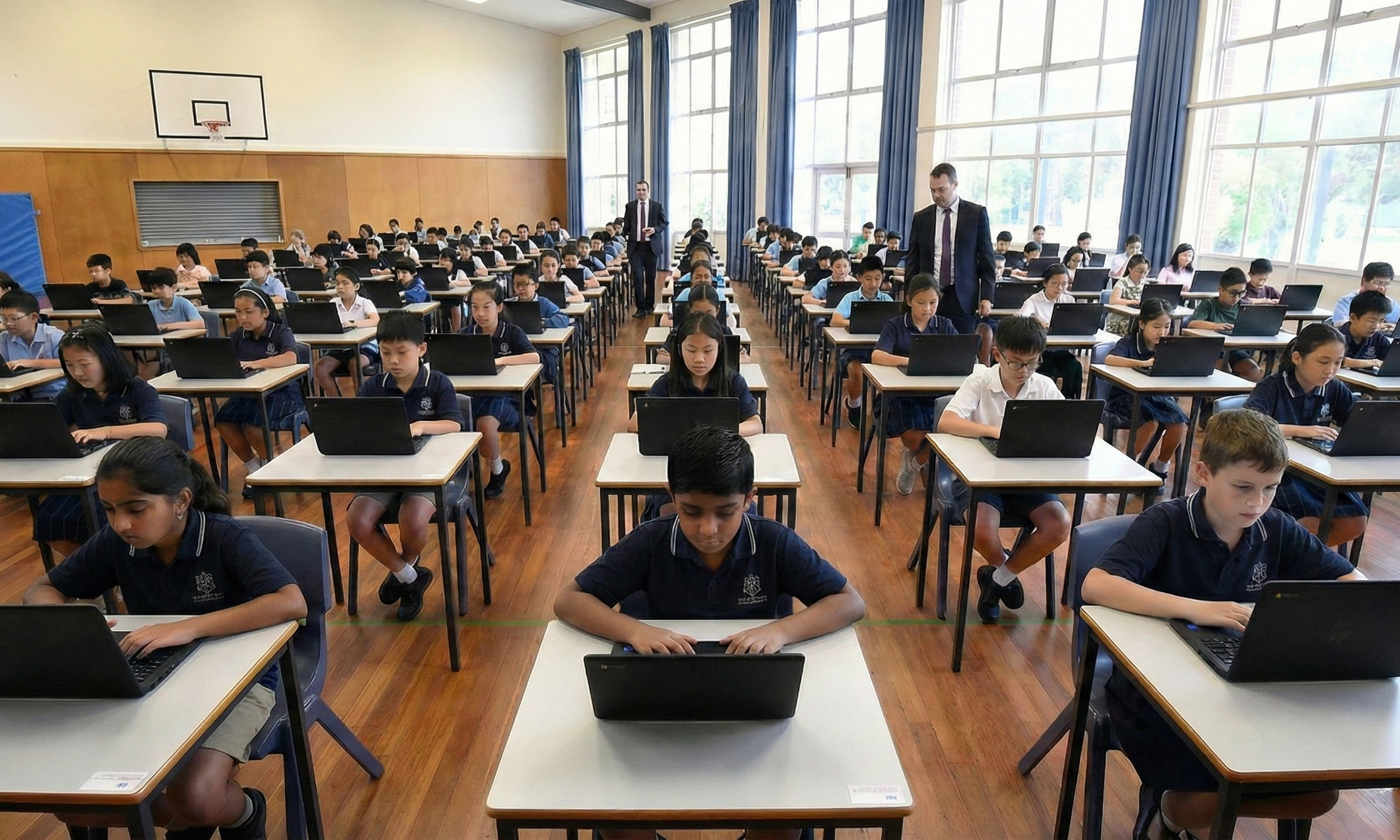 Students taking a mock exam